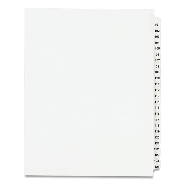 AVERY PRODUCTS CORPORATION Preprinted Legal Exhibit Side Tab Index Dividers, Avery Style, 25-Tab, 101 to 125, 11 x 8.5, White, 1 Set, (1334) (AVE01334)