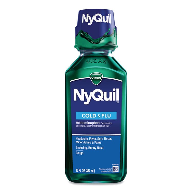 PROCTER & GAMBLE NyQuil Cold and Flu Nighttime Liquid, 12 oz Bottle, 12/Carton (PGC01426)