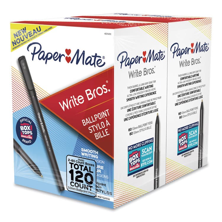 SANFORD Write Bros. Ballpoint Pen Value Pack, Stick, Medium 1 mm, Black Ink, Black Barrel, 120/Pack (PAP2096479) thumbnail 3