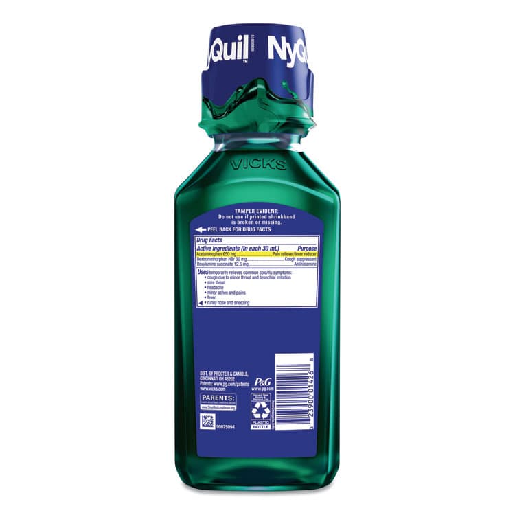 PROCTER & GAMBLE NyQuil Cold and Flu Nighttime Liquid, 12 oz Bottle, 12/Carton (PGC01426) thumbnail 2