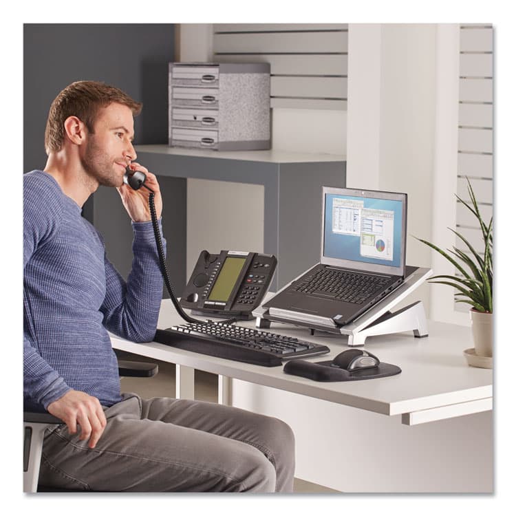 FELLOWES MFG. CO. Office Suites Laptop Riser, 15.13" x 11.38" x 4.5" to 6.5", Black/Silver, Supports 10 lbs (FEL8032001) thumbnail 4