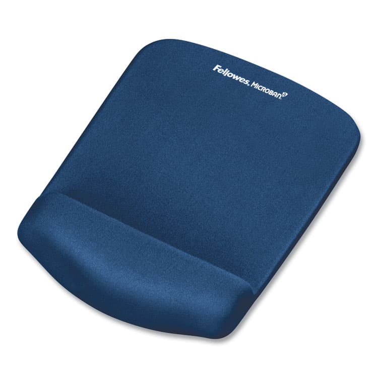 FELLOWES MFG. CO. PlushTouch Mouse Pad with Wrist Rest, 7.25 x 9.38, Blue (FEL9287301)