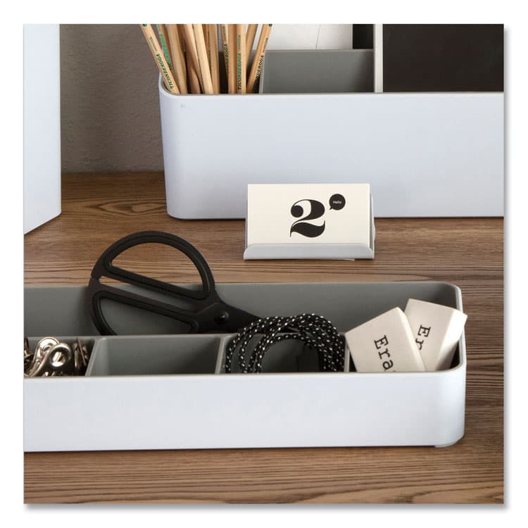 ADVANTUS CORPORATION Fusion Double-Sided Business Card Holder, Holds 2.25 x 4 Cards, Polypropylene, Gray/White (AVT37523) thumbnail 3