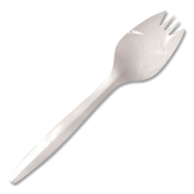 BERK ENTERPRISES Individually Wrapped Mediumweight Cutlery, Spork, Plastic, White, 1,000/Carton (BSQ1105000) thumbnail 3