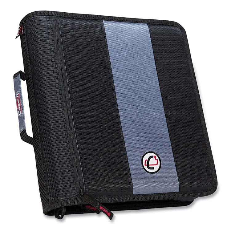 CASE IT Classic Zipper Binder, 3 Rings, 2" Capacity, 11 x 8.5, Black/Gray Accents (CAED251BLK)