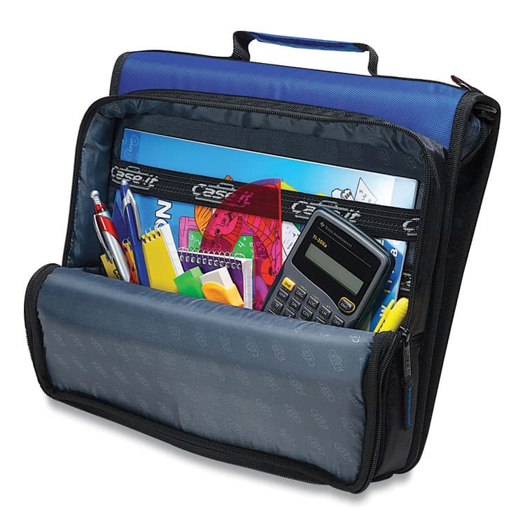CASE IT Universal Zipper Binder, 3 Rings, 2" Capacity, 11 x 8.5, Blue/Gray Accents (CAELT007BLU) thumbnail 2