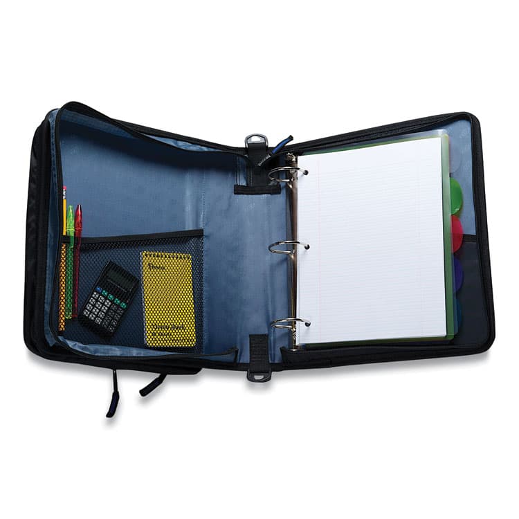 CASE IT Universal Zipper Binder, 3 Rings, 2" Capacity, 11 x 8.5, Blue/Gray Accents (CAELT007BLU) thumbnail 4