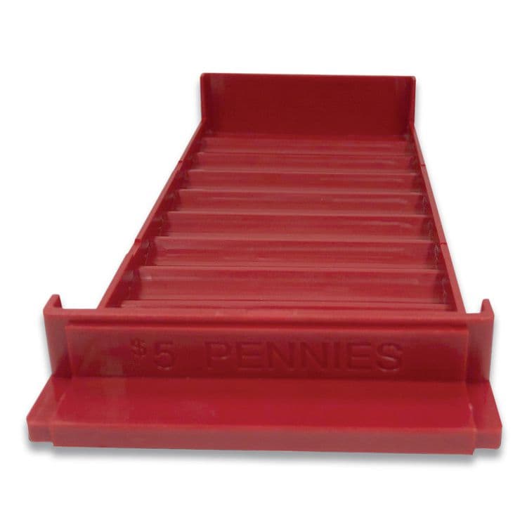 CONTROLTEK Stackable Plastic Coin Tray, Accommodates $5 in Pennies, 3.75" x 11.5" x 1.5", Red (CNK560560EA)