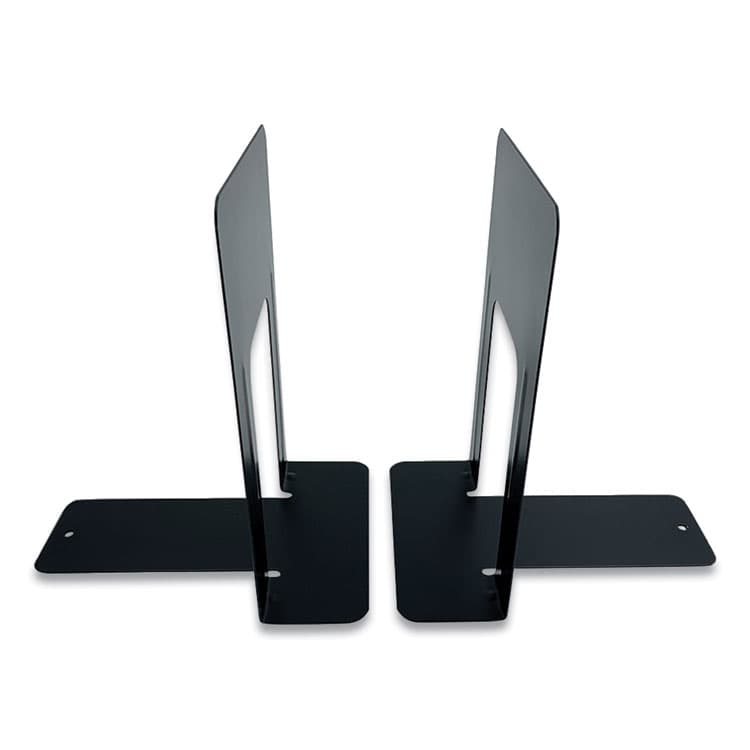 THE COIN-TAINER CO., LLC Steel Bookends, Contemporary Style, Nonskid Base, 6 x 8 x 9.25, Black, Pair (CTXHASZ0039)