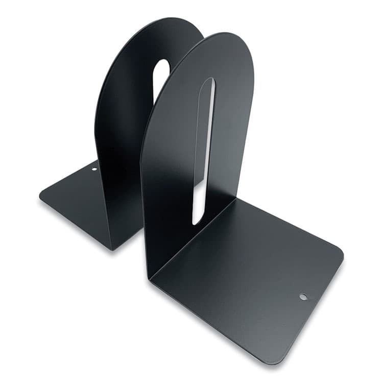 THE COIN-TAINER CO., LLC Steel Bookends, Fashion Style, Nonskid Base, 5.5 x 4.75 x 7.25, Black, Pair (CTXHASZ0089) thumbnail 2