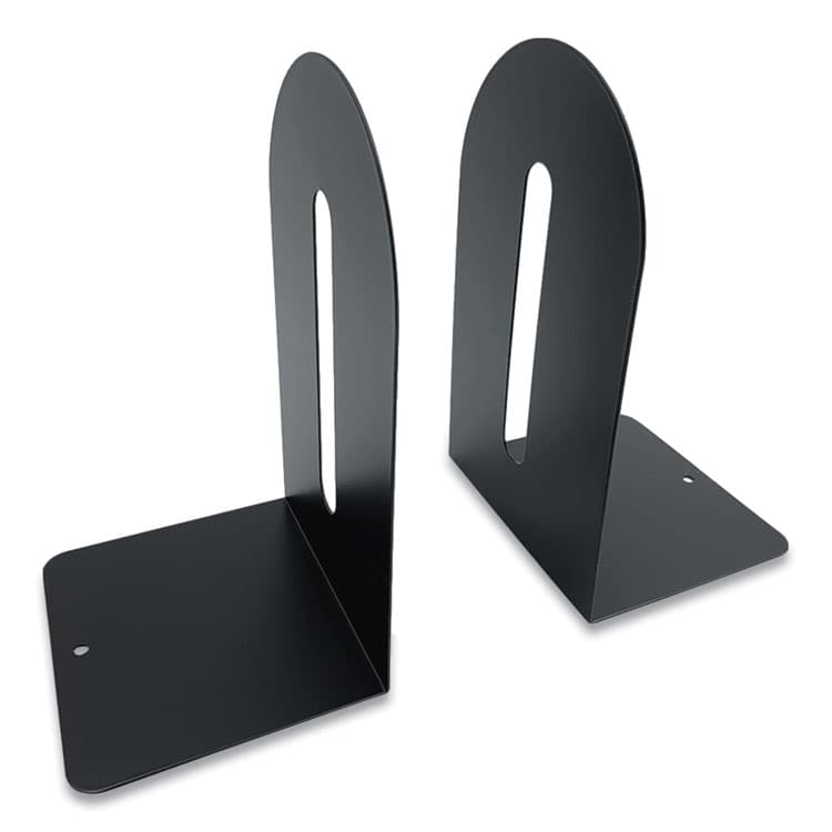 THE COIN-TAINER CO., LLC Steel Bookends, Fashion Style, Nonskid Base, 4.75 x 5.5 x 9, Black, Pair (CTXHASZ0091) thumbnail 2
