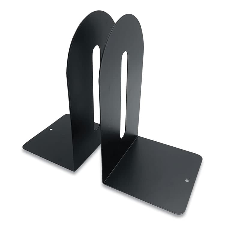 THE COIN-TAINER CO., LLC Steel Bookends, Fashion Style, Nonskid Base, 4.75 x 5.5 x 9, Black, Pair (CTXHASZ0091) thumbnail 3