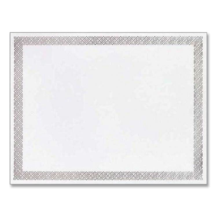 COSCO Foil Border Certificates, 8.5 x 11, Ivory/Silver, Braided with Silver Border, 15/Pack (GRP963027S)