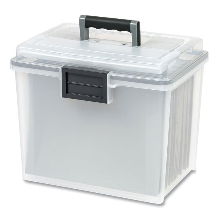 IRIS USA, WEATHERTIGHT Portable File Box, Letter Files, 13.7 x 10.4 x 11.8, Clear/Gray Accents (IRS110351)