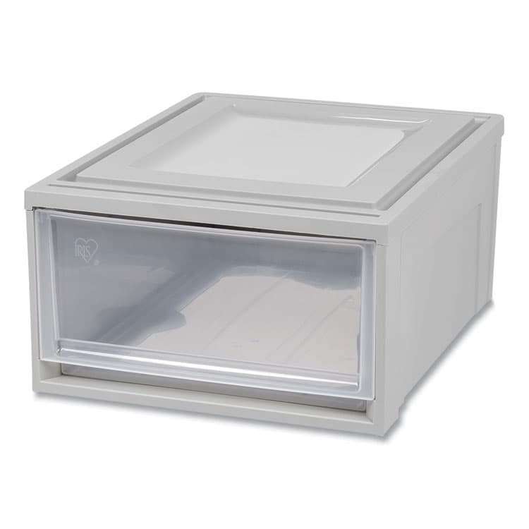 IRIS USA, Stackable Storage Drawer, 7.75 gal, 15.75" x 19.62" x 9", Gray/Translucent Frost (IRS170473)