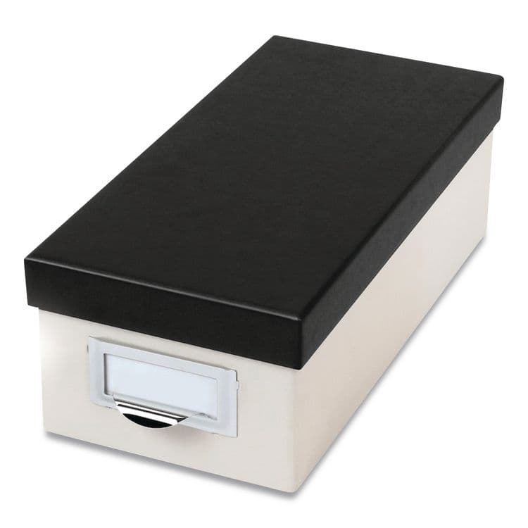 ESSELTE PENDAFLEX CORP. Index Card Storage Box, Holds 1,000 3 x 5 Cards, 5.5 x 11.5 x 3.88, Pressboard, Marble White/Black (OXF406350)