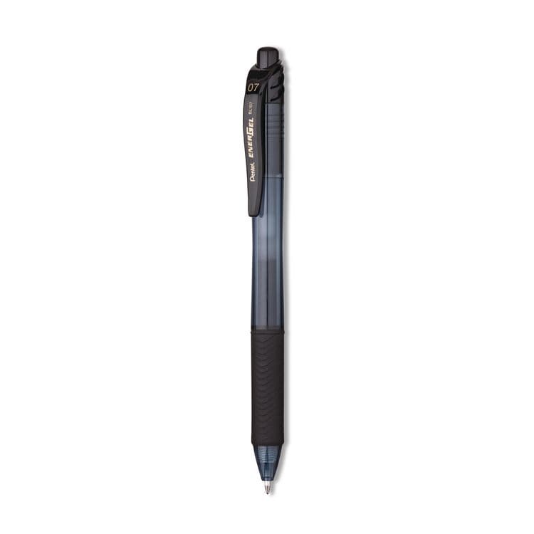 PENTEL OF AMERICA EnerGel-X Gel Pen, Retractable, Medium 0.7 mm, Black Ink, Smoke/Black Barrel, 5/Pack (PENBL107BPS5A)