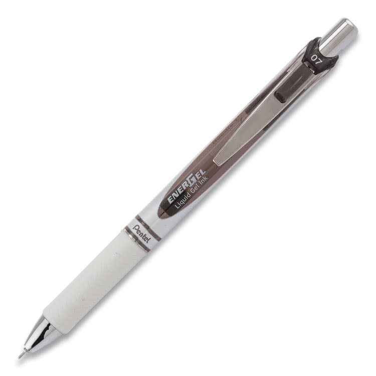 PENTEL OF AMERICA EnerGel Pearl Deluxe RTX Gel Pen, Retractable, Medium 0.7 mm, Black Ink, Pearl White/Black Barrel, Dozen (PENBLN77PWA) thumbnail 2