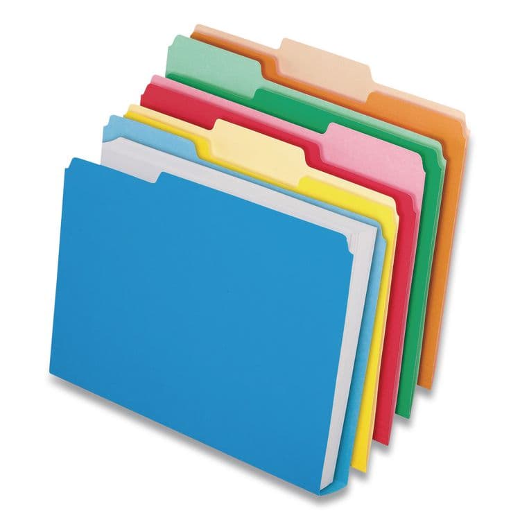 TOPS BUSINESS FORMS Double Stuff File Folders, 1/3-Cut Tabs: Assorted, Letter Size, 1.5" Expansion, Assorted Colors, 24/Pack (PFX54458EE)