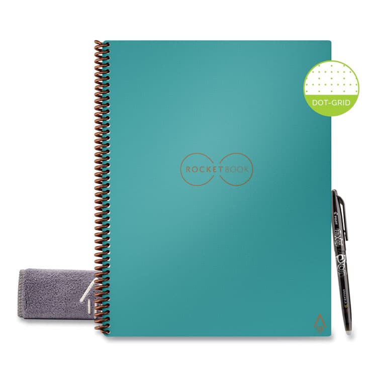 ROCKETBOOK Core Smart Notebook, Dotted Rule (4 sq/in), Neptune Teal Cover, (16) 11 x 8.5 Sheets (RKBEVRLRCCE)