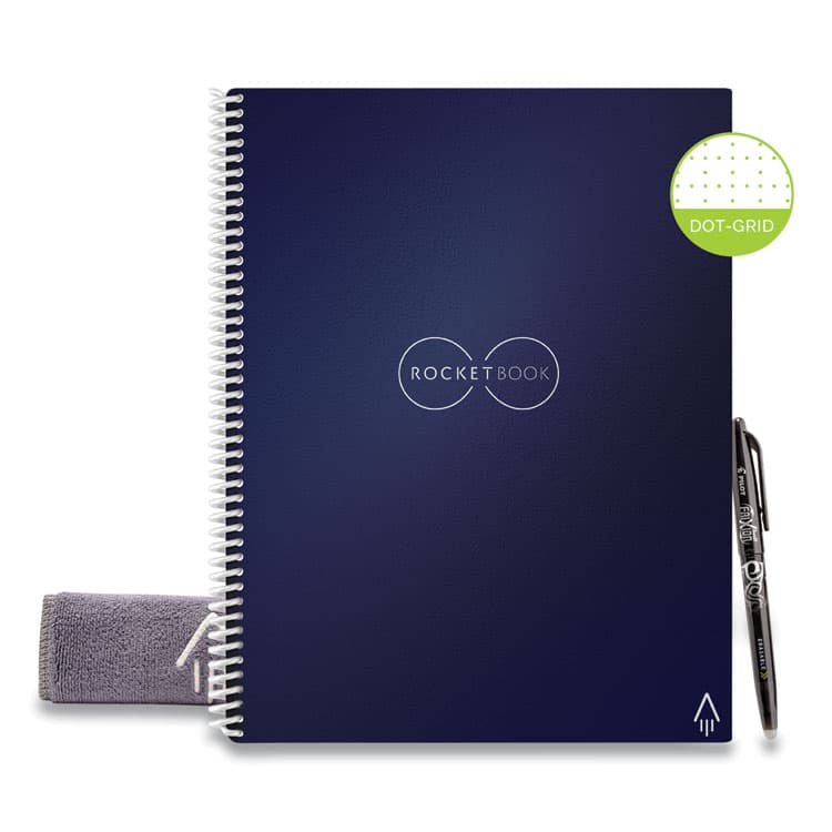ROCKETBOOK Core Smart Notebook, Dotted Rule (4 sq/in), Midnight Blue Cover, (16) 11 x 8.5 Sheets (RKBEVRLRCDF)