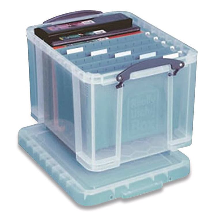 REALLY USEFUL BOXES . Stackable File Box, Legal Files, 14.5 x 18.5 x 12.75, Clear/Blue Accents (RUA32CL) thumbnail 3