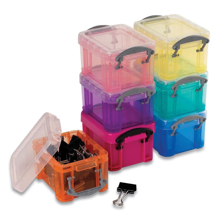 REALLY USEFUL BOXES . Snap-Lid Storage Bin, 3.84 oz, 1.75 x 2.25 x 1.5, Randomly Assorted Colors (RUA014MIXEDCOLS)