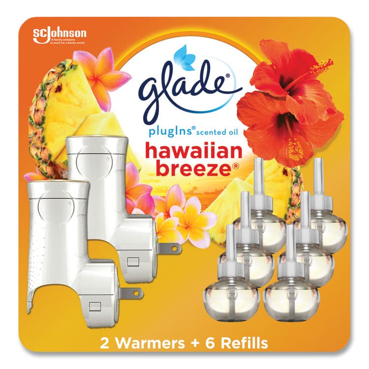 SC JOHNSON Plugin Scented Oil, Hawaiian Breeze, 0.67 oz, 2 Warmers and 6 Refills/Pack (SJN319962) thumbnail 2