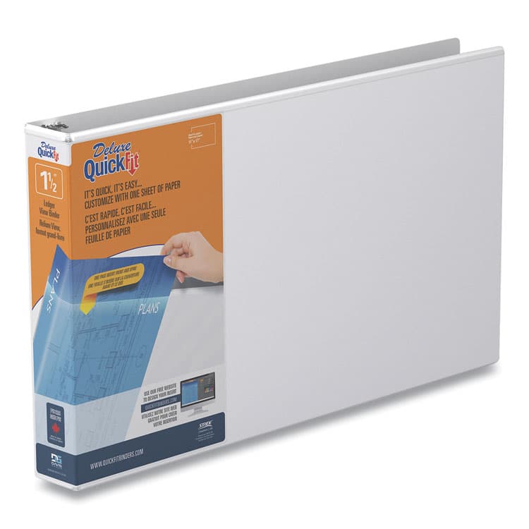 STRIDE WRITING QuickFit Ledger D-Ring View Binder, 3 Rings, 1.5" Capacity, 11 x 17, White (STW94020)