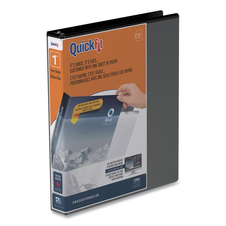 STRIDE WRITING QuickFit D-Ring View Binder, 3 Rings, 1" Capacity, 11 x 8.5, Black (STW87011)