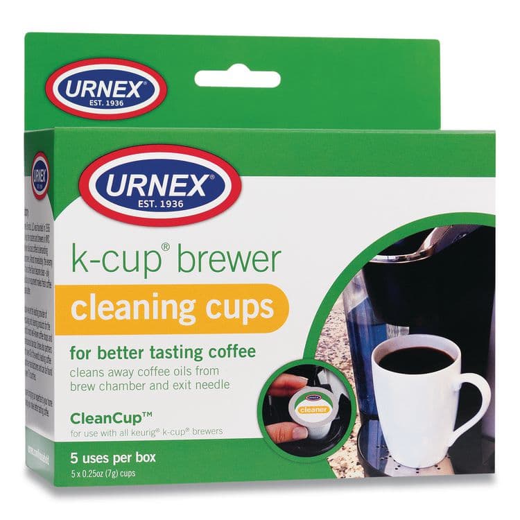 URNEX BRANDS CleanCup Coffee Pod Brewer Cleaning Cups, 0.25 oz Cup, 5/Pack (URN70135)