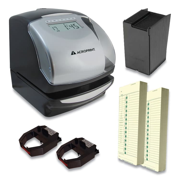ACRO PRINT TIME RECORDER ES900 Time Clock Bundle, Digital Display, Black (ACPTRB950)