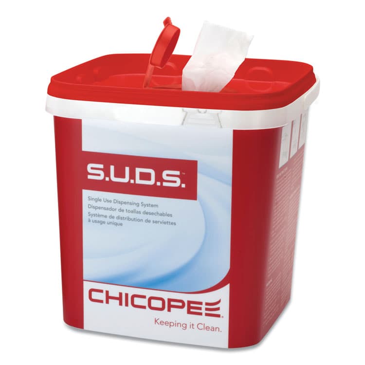 CHICOPEE, S.U.D.S Bucket with Lid, 7.5 x 7.5 x 8, Red/White, 3/Carton (CHI0728)