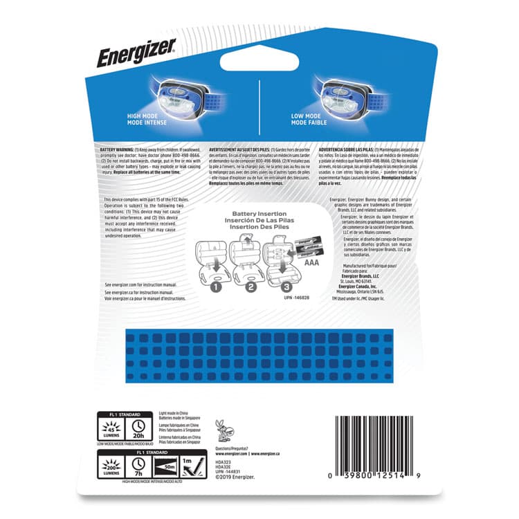 EVEREADY BATTERY LED Headlight, 3 AAA Batteries (Included), Blue (EVEHDA32E) thumbnail 2