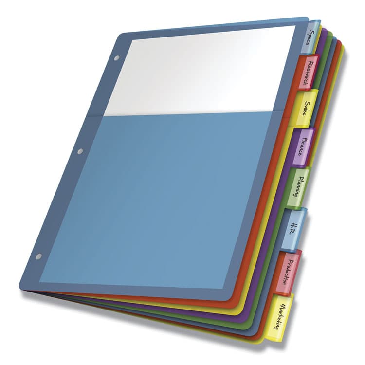 CARDINAL BRANDS . Poly 1-Pocket Index Dividers, 8-Tab, 11 x 8.5, Assorted (CRD84017)