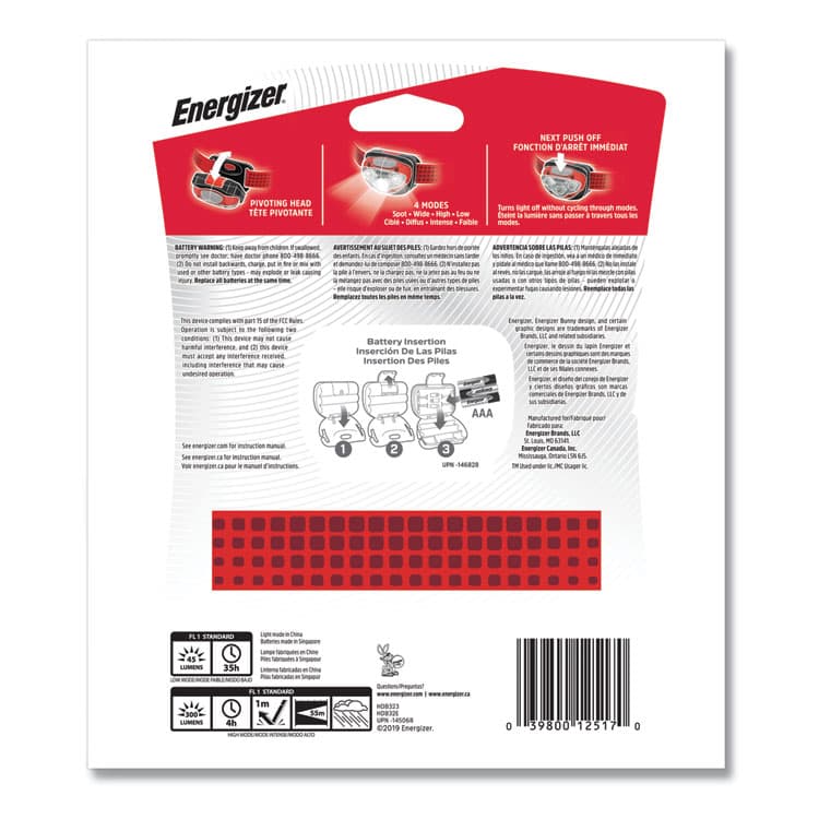 EVEREADY BATTERY LED Headlight, 3 AAA Batteries (Included), Red (EVEHDB32E) thumbnail 2