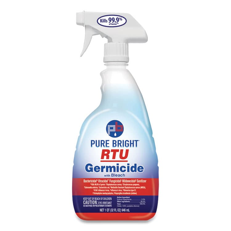 KIK INTERNATIONAL RTU Germicide With Bleach, Fresh Scent, 32 oz Spray Bottle, 9/Carton (KIK21598638591)