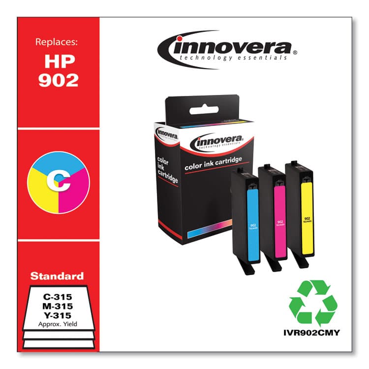 INNOVERA Remanufactured Cyan/Magenta/Yellow Ink, Replacement for 902 (T0A38AN), 315 Page-Yield (IVR902CMY) thumbnail 2