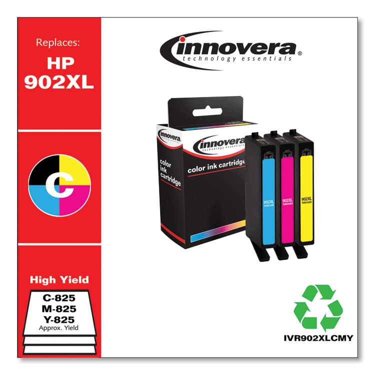 INNOVERA Remanufactured Cyan/Magenta/Yellow High-Yield Ink, Replacement for 902XL (T6M02AN), 825 Page-Yield (IVR902XLCMY) thumbnail 2