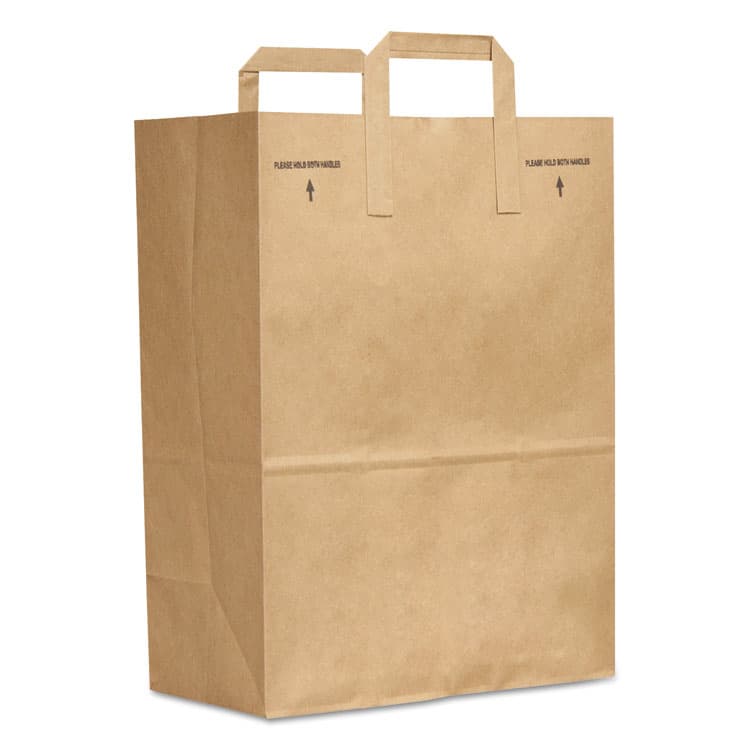 ROSS & WALLACE PAPER PRODUCTS, . Grocery Paper Bags, 1/6 BBL Size, 70# Basis Weight, Flat Handles, 12" x 7" x 16.25", Kraft, 300/Bundle (BAGSK1670EZ300)