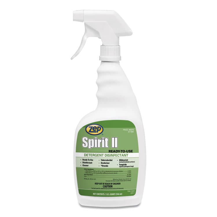 ZEP . Spirit II Ready-to-Use Disinfectant, Citrus Scent, 32 oz Spray Bottle, 12/Carton (ZPP67909) thumbnail 2