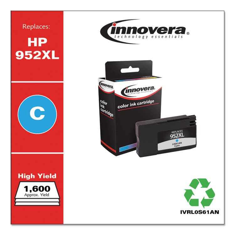 INNOVERA Remanufactured Cyan High-Yield Ink, Replacement for 952XL (L0S61AN), 1,600 Page-Yield (IVRL0S61AN) thumbnail 2