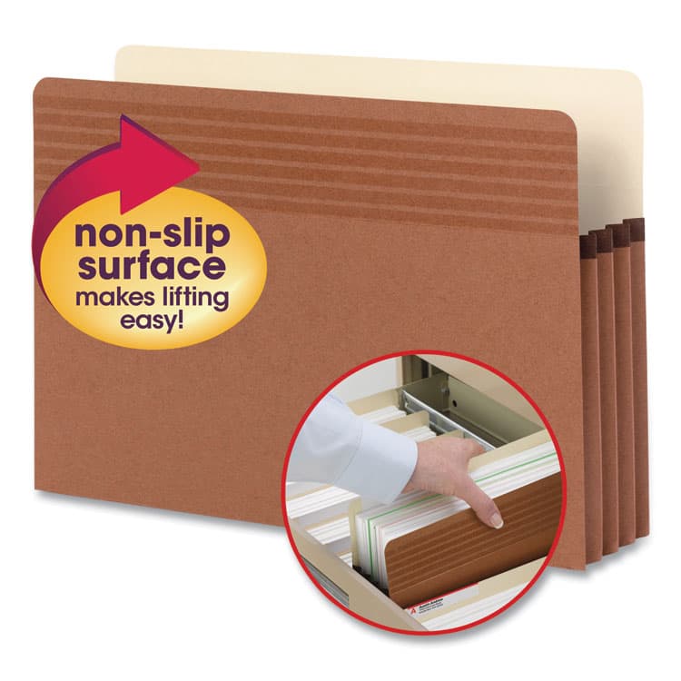 SMEAD MANUFACTURING CO. Easy Grip Pockets, 3.5" Expansion, Legal Size, Redrope, 25/Box (SMD73210)