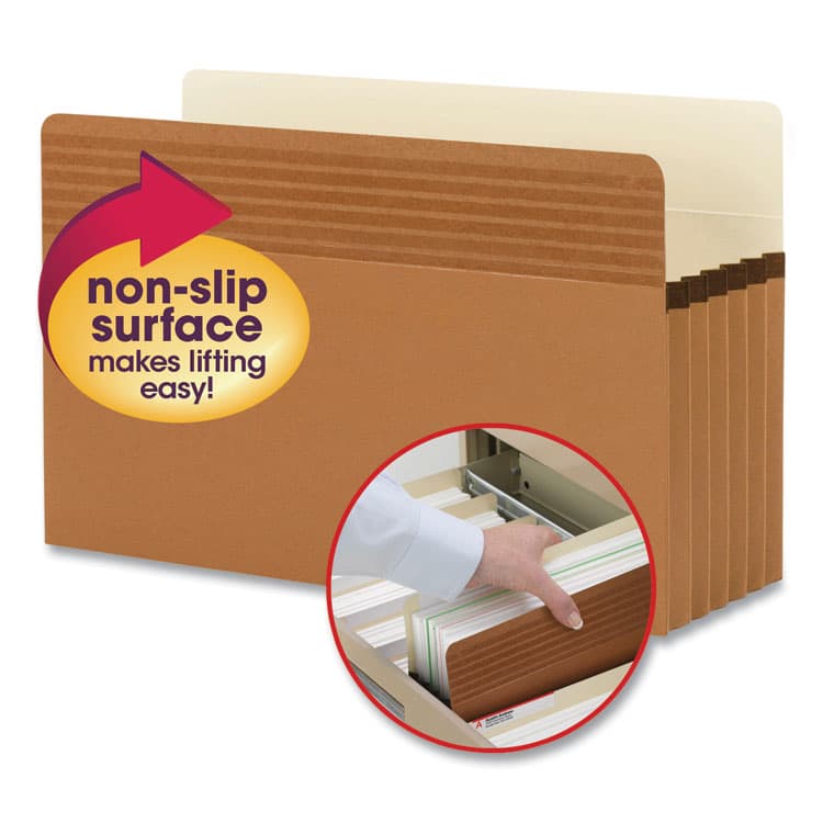 SMEAD MANUFACTURING CO. Easy Grip Pockets, 5.25" Expansion, Legal Size, Redrope, 10/Box (SMD73211)