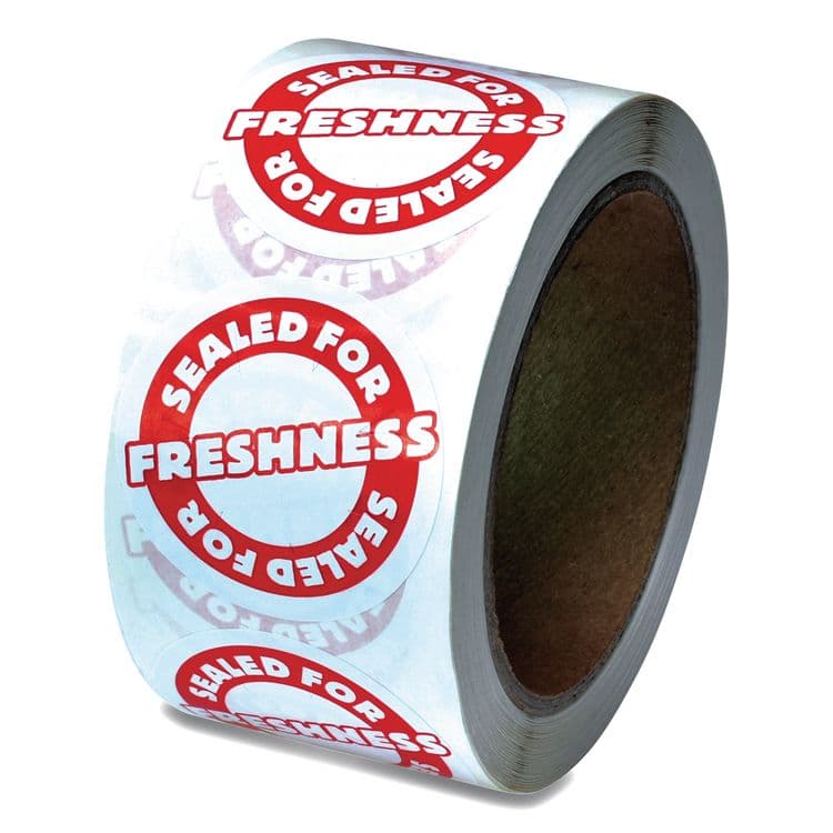 ICONEX Tamper Seal Label, 2" dia, Red/White, 500/Roll, 4 Rolls/Carton (ICX90232498) thumbnail 4
