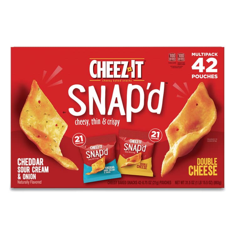 KEEBLER COMPANY Snap'd Crackers Variety Pack, Cheddar Sour Cream and Onion; Double Cheese, 0.75 oz Bag, 42/Carton (KEB11500)