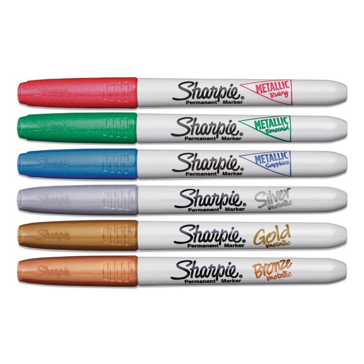 SANFORD Metallic Fine Point Permanent Markers, Fine Bullet Tip, Blue-Green-Red, 6/Pack (SAN2029678) thumbnail 2
