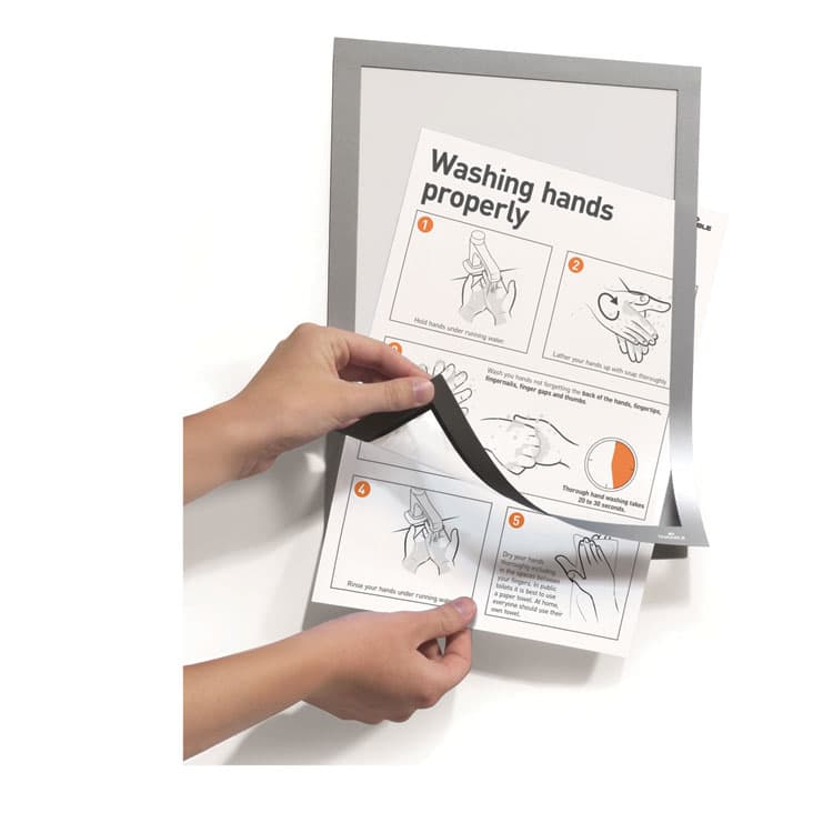DURABLE OFFICE PRODUCTS CORP. DURAFRAME SUN Sign Holder, 8.5 x 11, Silver Frame, 2/Pack (DBL400023) thumbnail 3