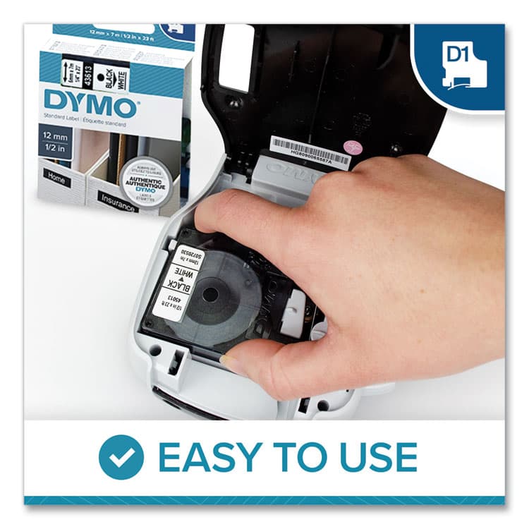DYMO D1 High-Performance Polyester Removable Label Tape, 1" x 23 ft, Black on White (DYM53713) thumbnail 3