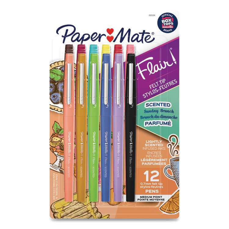 SANFORD Flair Scented Felt Tip Porous Point Pen, Stick, Medium 0.7 mm, Sunday Brunch Scents, Assorted Ink and Barrel Colors, 12/Pack (PAP2125359)